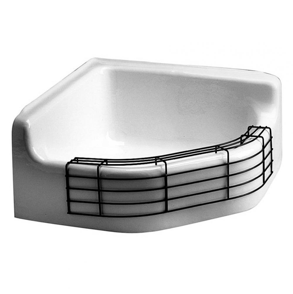 28x28 Floor Sink, 8'' Front, Channeled Bottom, White Enameled Cast Iron