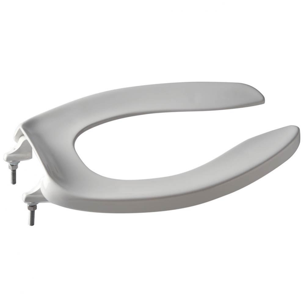 Heavy-Duty Open-Front Toilet Seat with Stainless Steel Check Hinge, No Cover, White