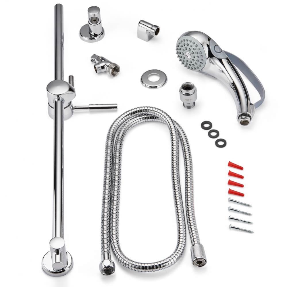 2.0 gpm handheld (non positive shutoff), 24'' slide bar w/ ADA lever & 60'&apos