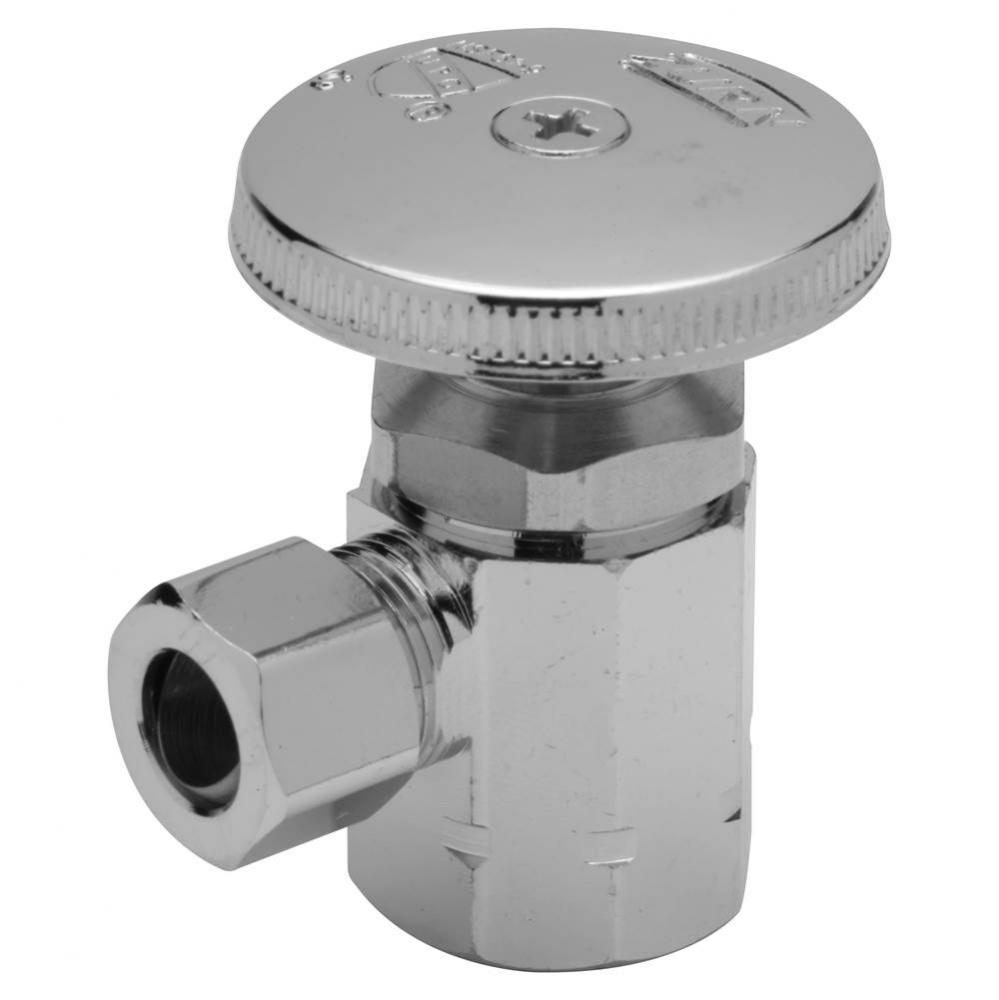 Standard Angle Stop Valve with Compression-to-Compression Fitting, Round Wheel Handle, 1/2'&a