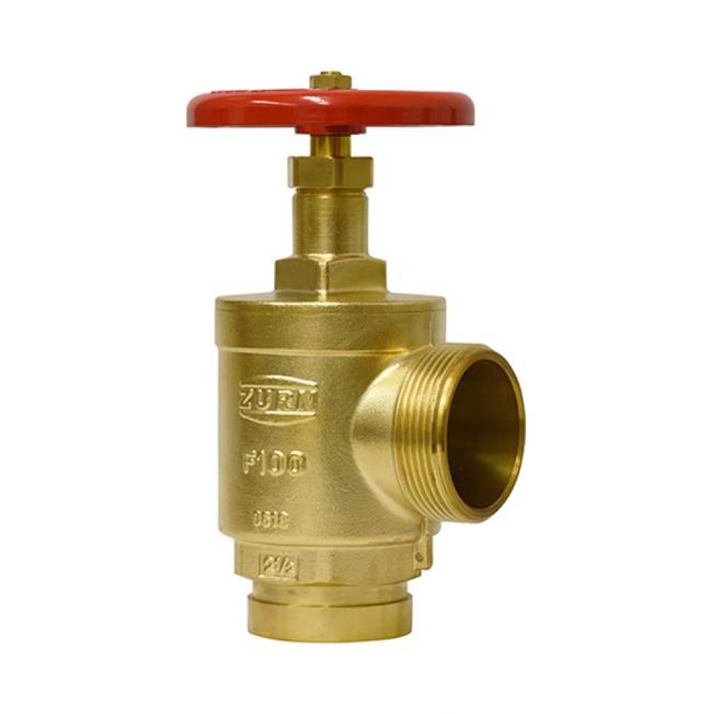 2-1/2'' GRV x NH Fire Hose Valve, Angle body, Brass