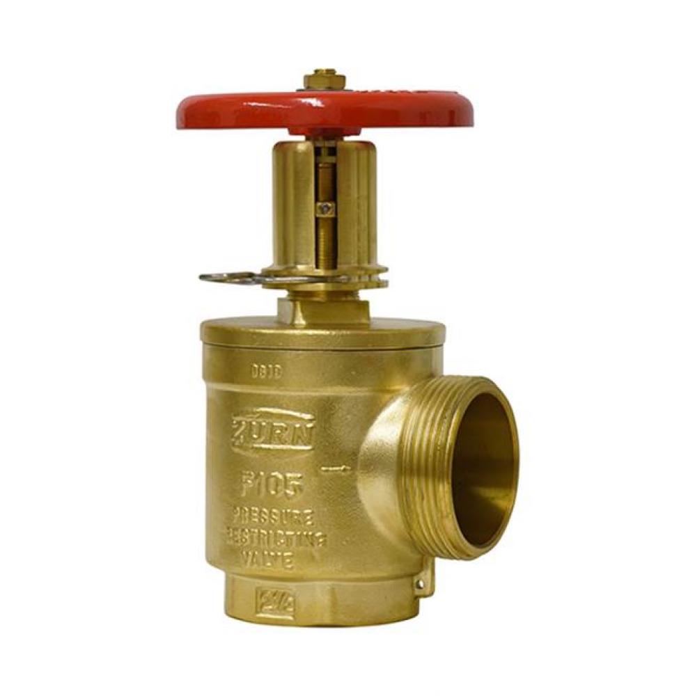 2-1/2'' FNPT x NH Pressure Restricting Fire Hose Valve, Angle body, Brass