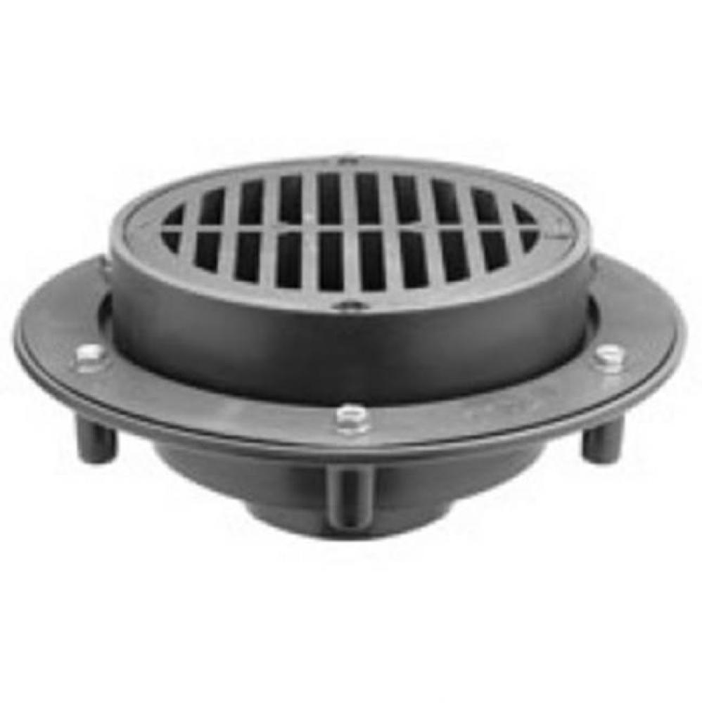 8-inch Round Large Capacity Floor Drain with 3-inch x 4-inch Solvent Weld Connection