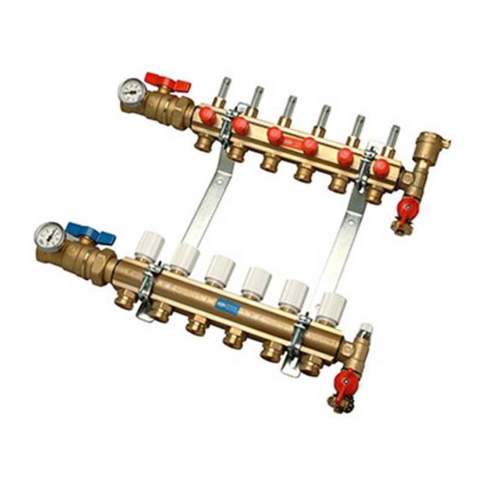 11-Port Manifold, Inline Air Vent and Supply/Return Ball Valves