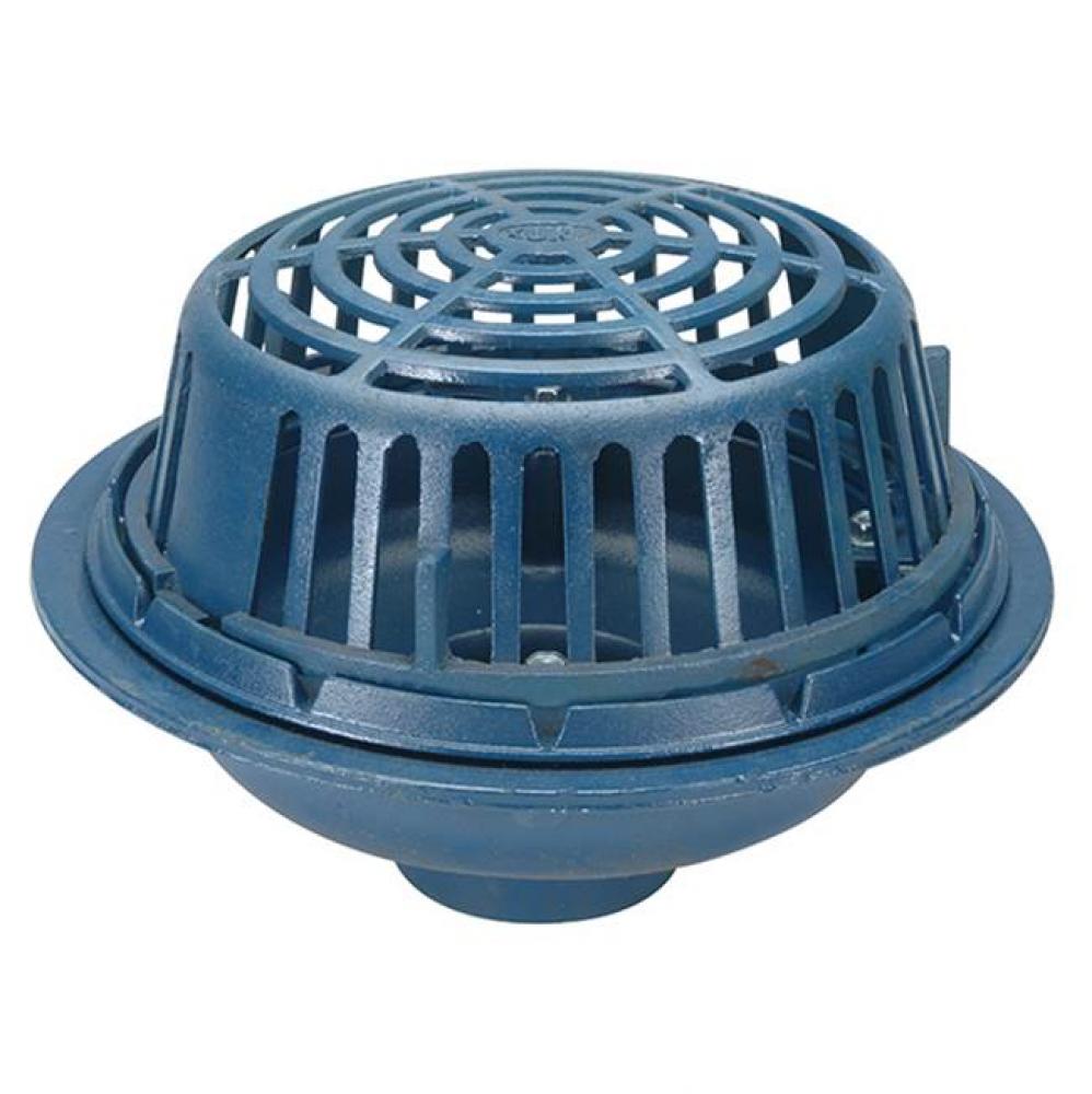 Z100 15'' Dia Roof Drain w/Poly-Dome, 4'' no-hub with 2'' high exter