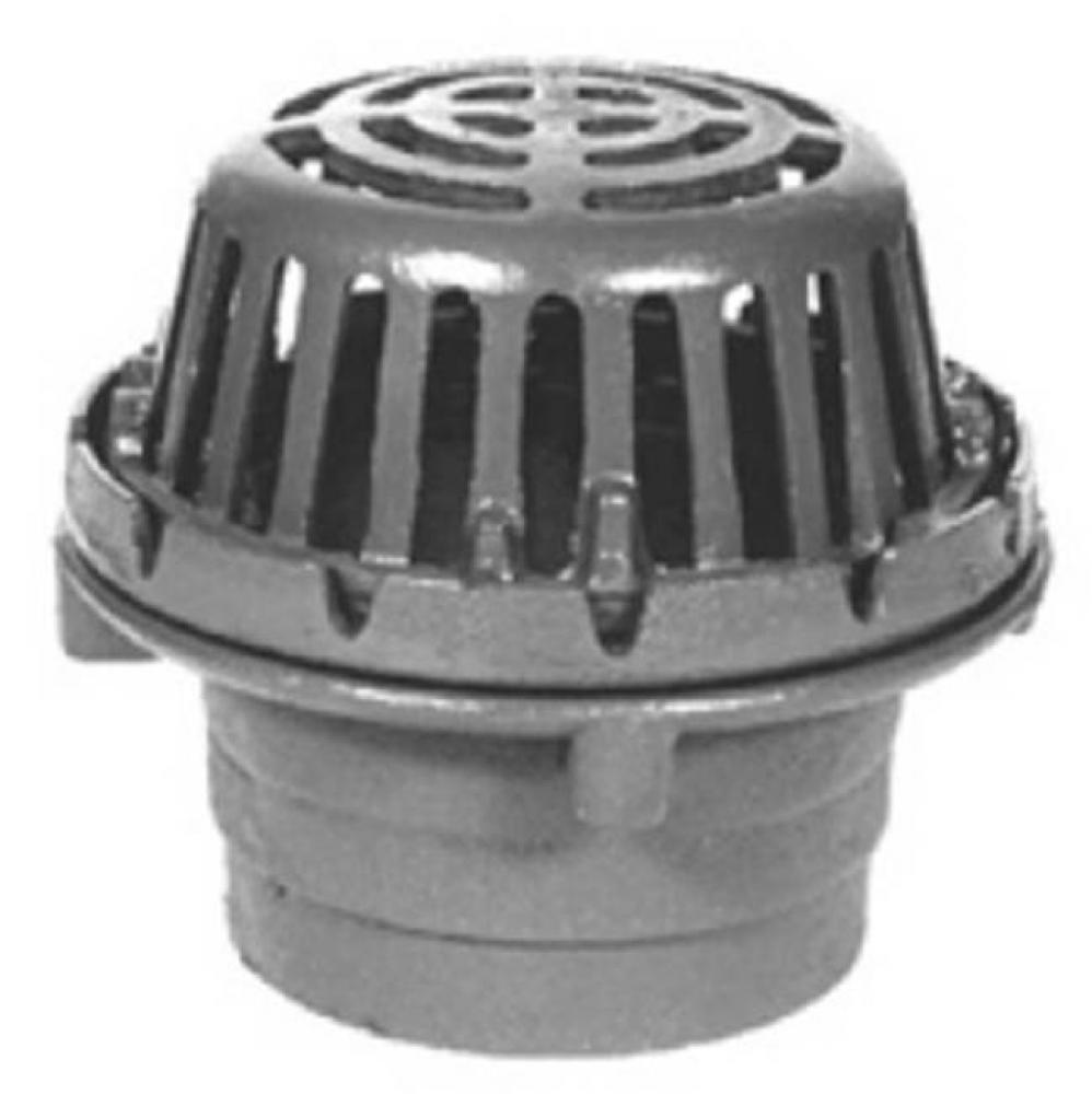8-3/8'' Dia Roof Drain w/ Poly Dome-2''Water Dam-Side Outlet-Sump Receiver