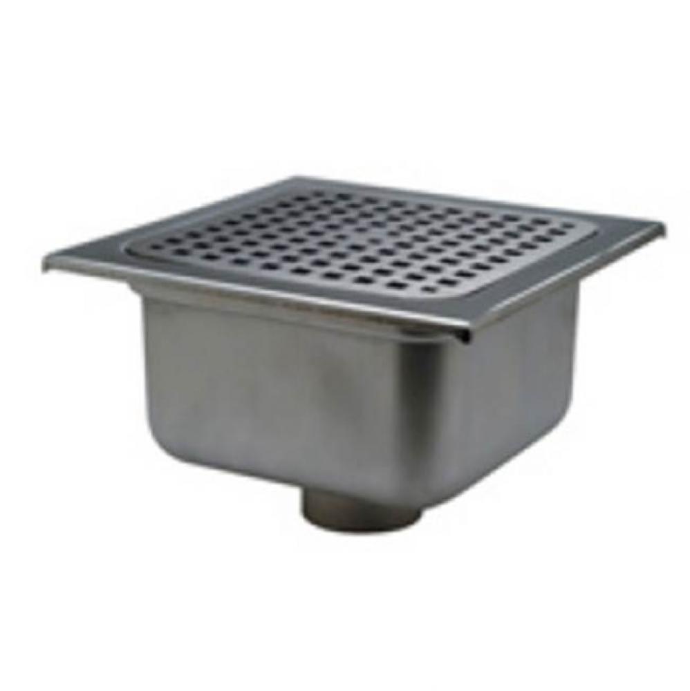 Z1750 12'' x 12'' Square 304 Stainless Steel Sani-Flor Receptor with 6'&a