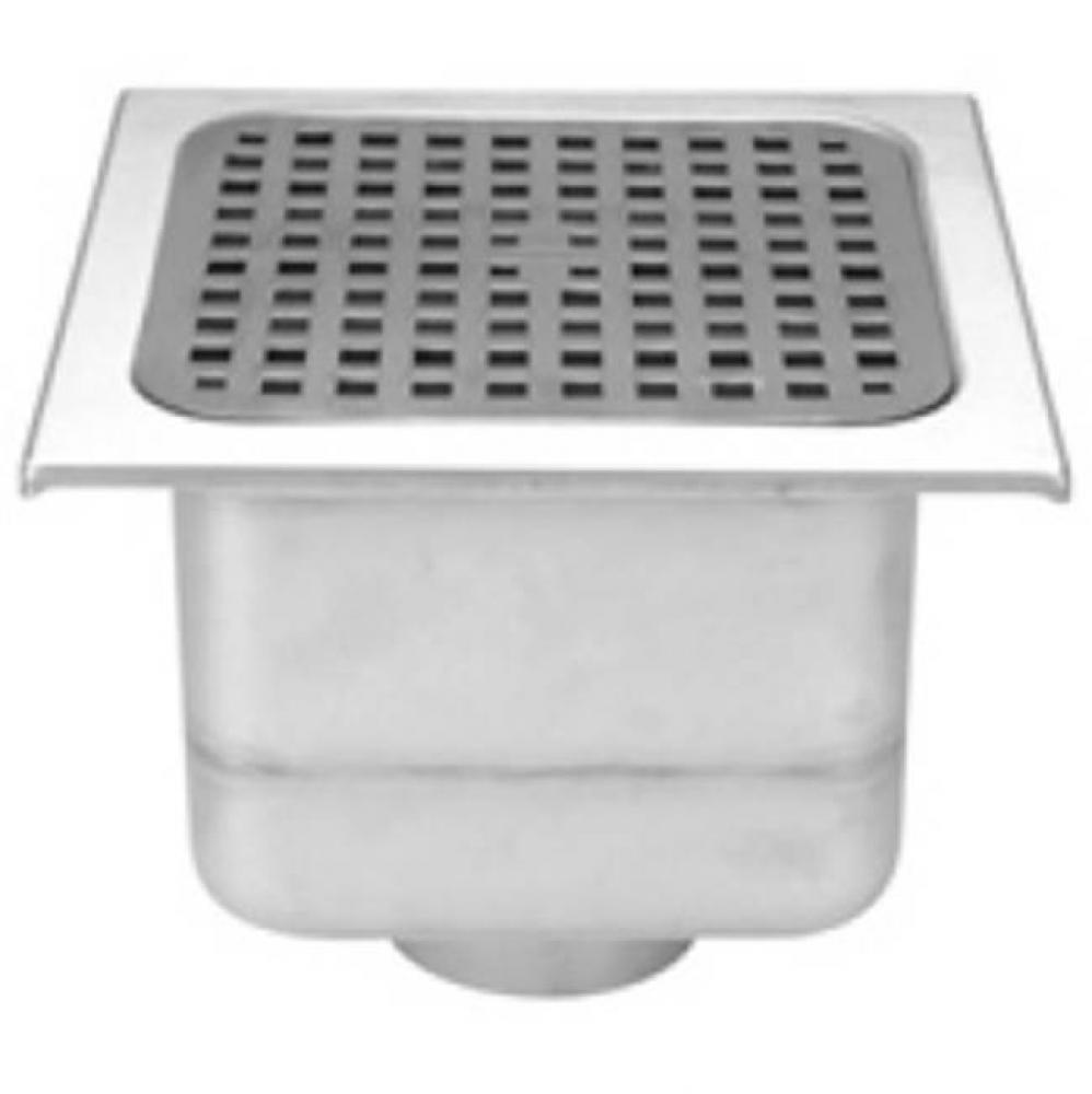 12'' x 12'' Sq Stainless Steel Sani Flor Receptor w/ 8'' Sump Depth-