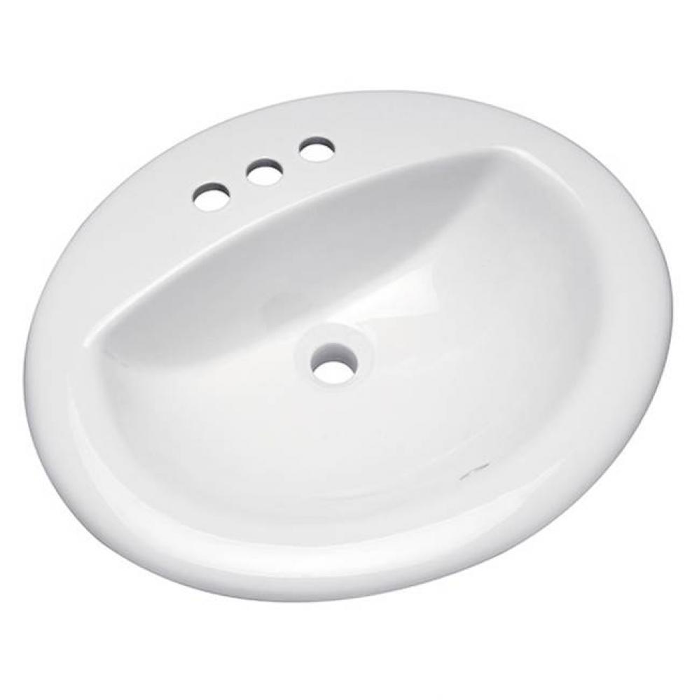 COUNTER TOP LAV, 4'' CENTERS W/LEFT HAND SOAP DISP HOLE, 20X17