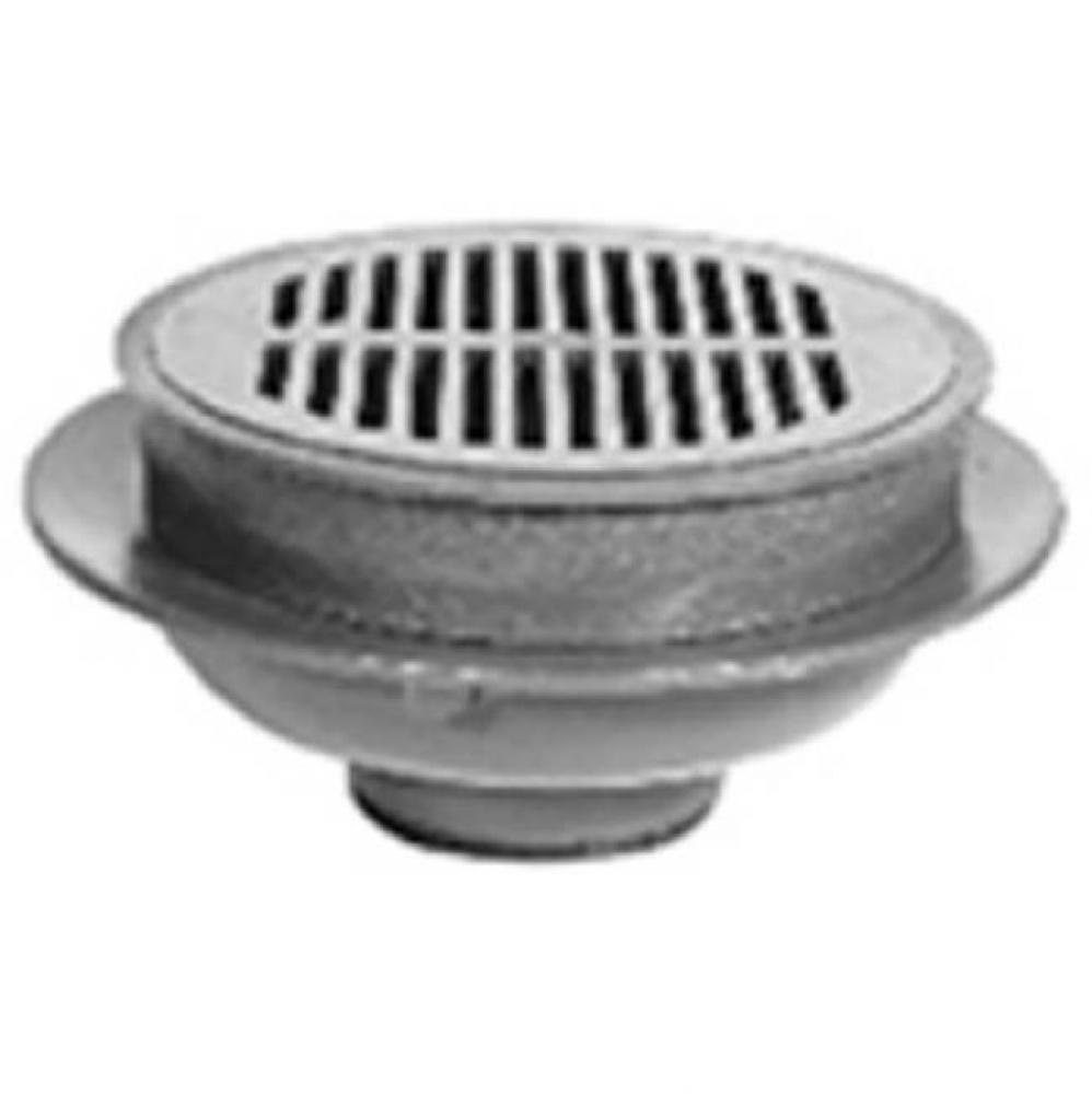 12'' Dia Heavy Duty Drain w/ Polished Nickel Grate - USA