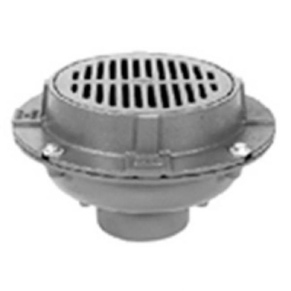 9'' Dia Medium Duty Area Drain w/ Polished Nickel Grate-Trap Primer-Bucket