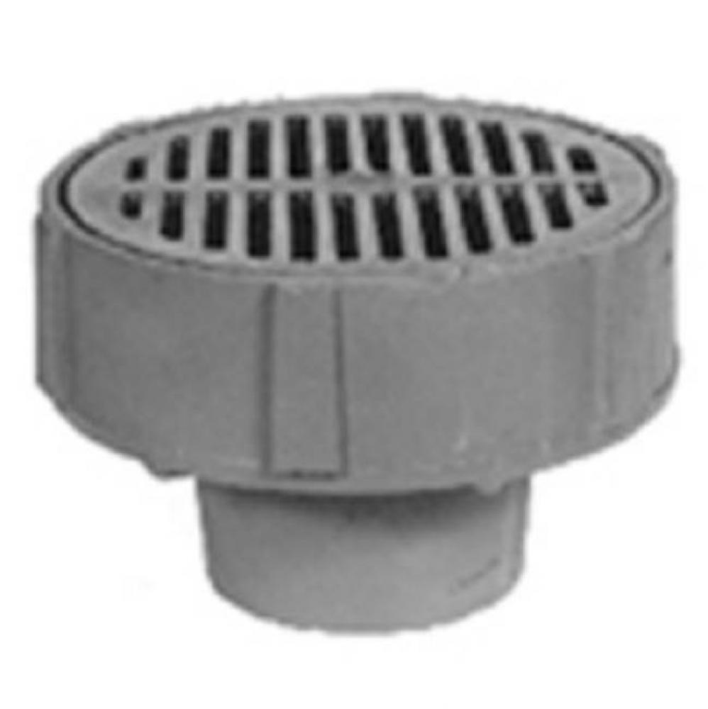 9'' Dia Medium Duty Area Drain w/ Polished Nickel Grate-Trap Primer