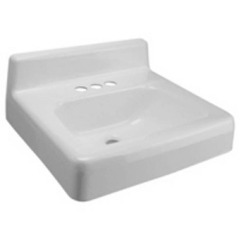 20x18 Wall-Mount Cast Iron Sink/Lavatory, 8'' Center Holes, White Enameled Cast Iron