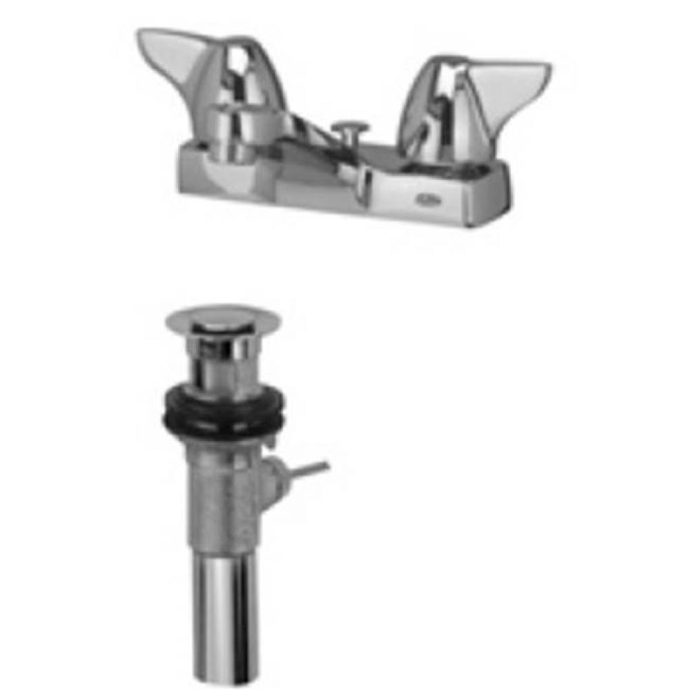 AquaSpec® 4'' centerset deck-mount lavatory faucet with dome lever handles and pop-