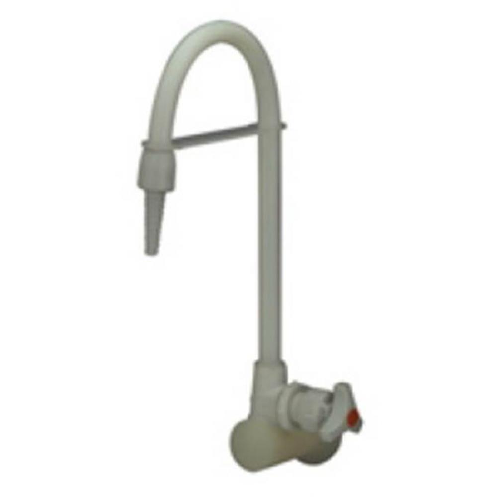 AquaSpec® polypropylene wall-mount lab faucet with serrated nozzle for distilled water