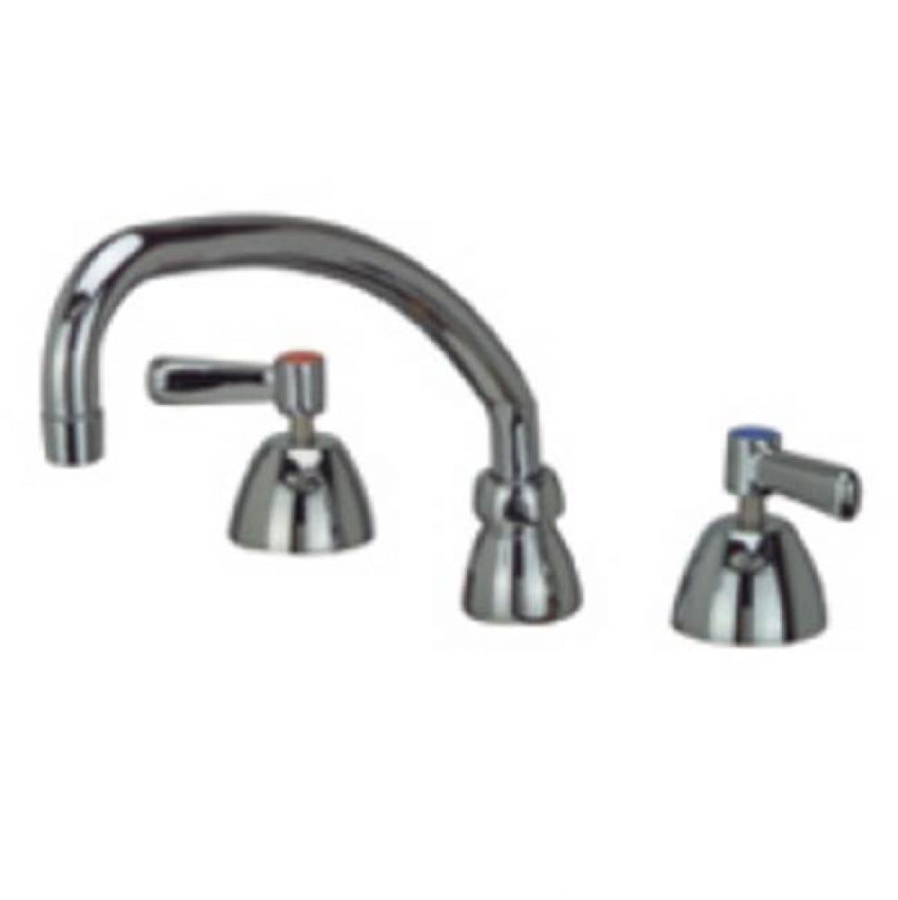 AquaSpec® widespread faucet with 9-1/2'' tubular spout, lever handles and hose spra