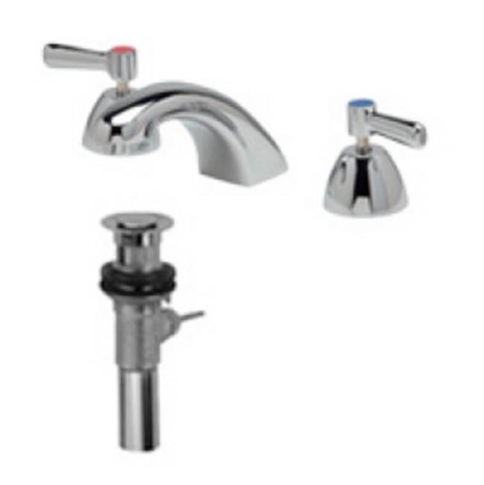 AquaSpec® widespread faucet with 5'' cast spout, lever handles and pop-up drain