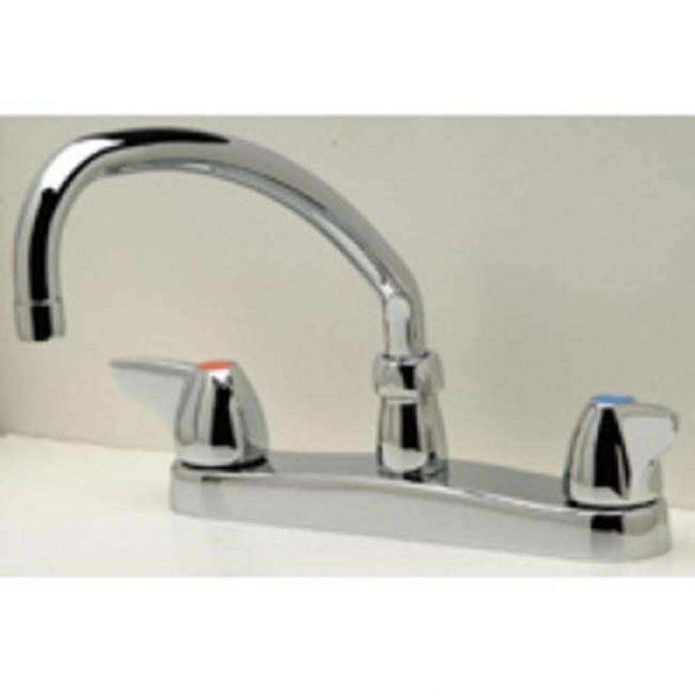 -XL FAUCET, 8'' KITCHEN 5 3/8'' GOOSENECK SPOUT, DOME HANDLES ''19F