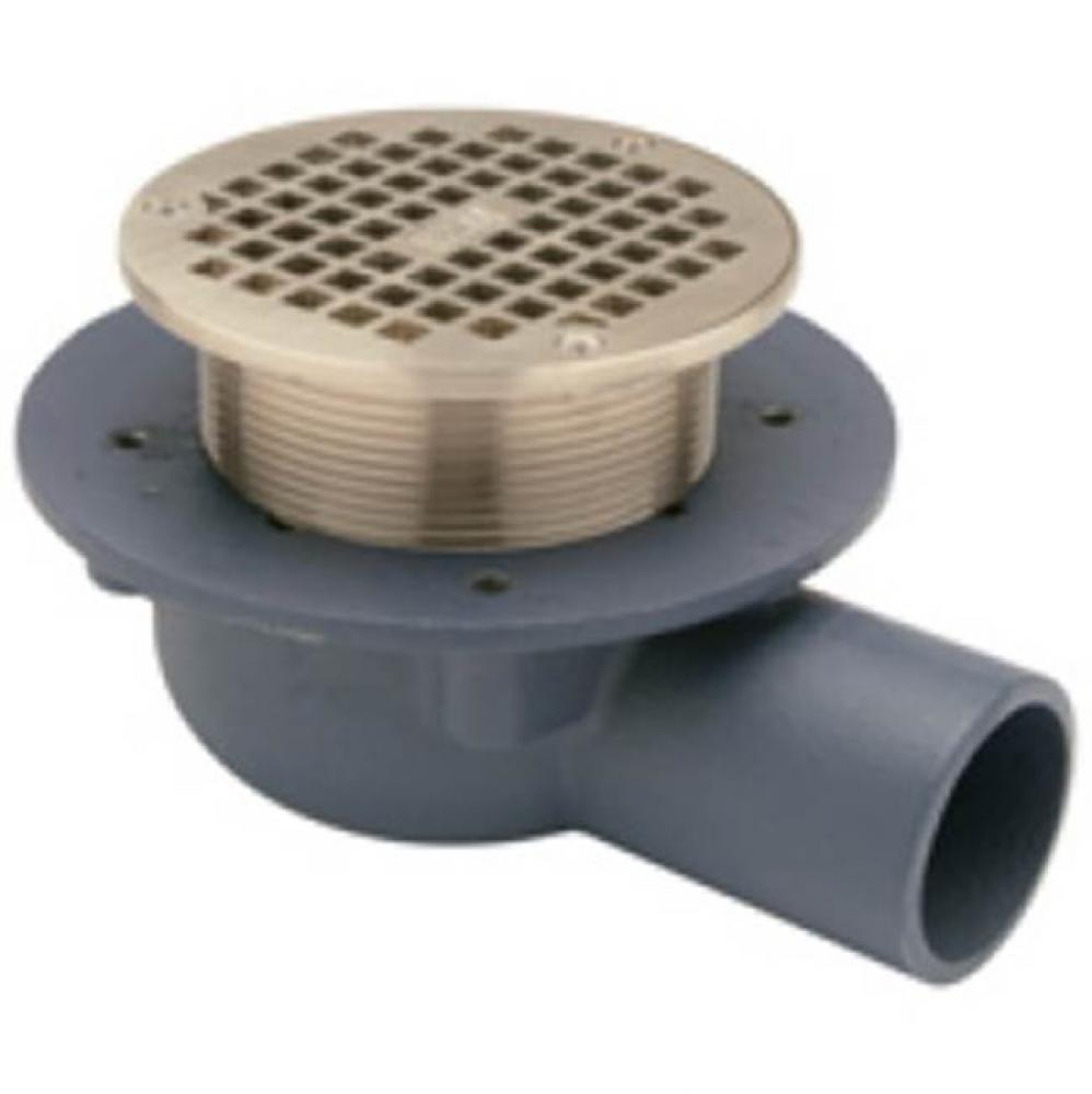 Shallow Body Floor Drain w/Side Outlet and ''Type B'' Adj Strainer