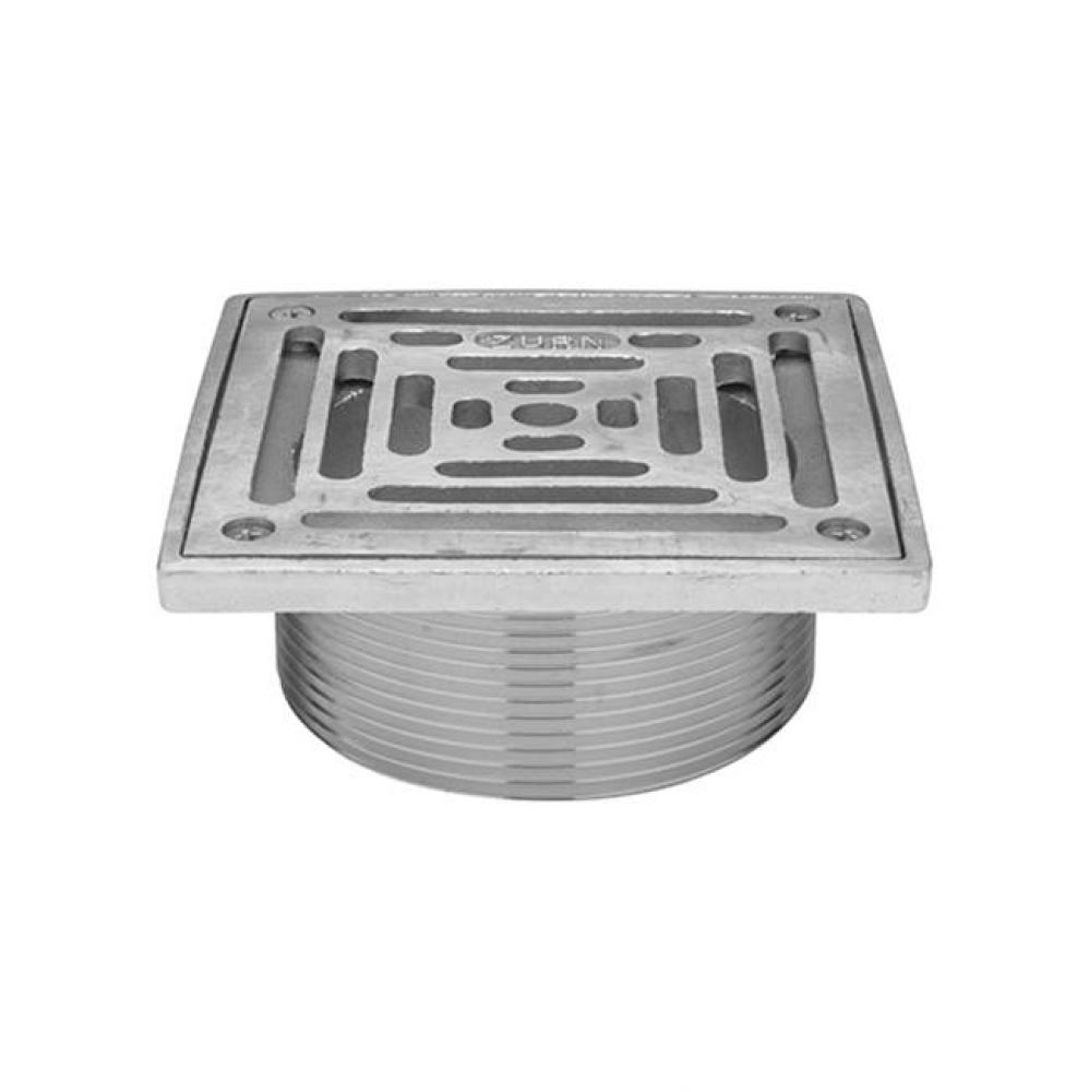 6'' Sq Polished Nickel Leveling Strainer w/ Slotted Openings-Protective Cover