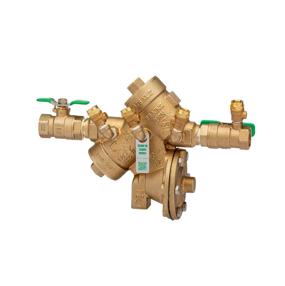 3/4'' 975Xl2 Reduced Pressure Principle Backflow Preventer With Test Cocks Oriented Face
