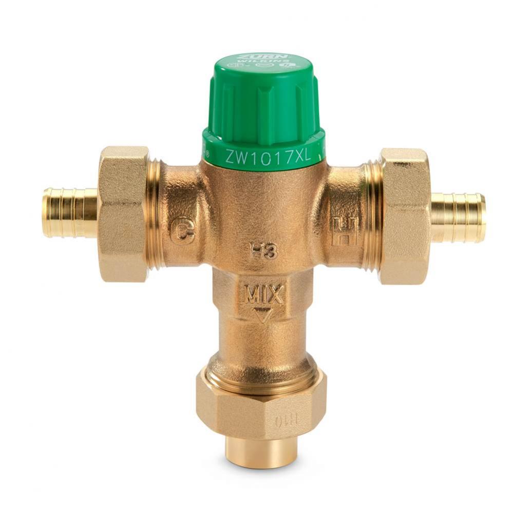 3/4'' ZW1017XL AquaGard® Thermostatic Mixing Valve with two PEX and one cop/ sweat