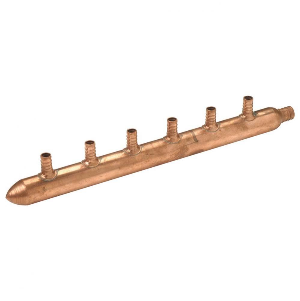 3/4'' BR PEX x Closed Copper  Manifold  with 6 1/2'' BR PEX Outlets