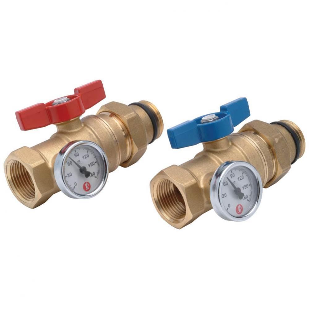 1-1/4''  QickZone Manifold Ball Valves with Thermometers  (PAIR)