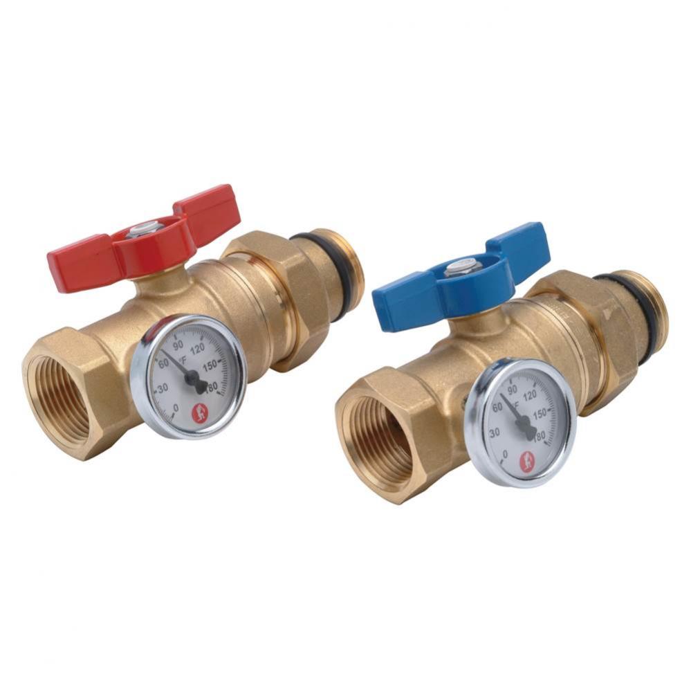 1'' Manifold Ball Valve Kit with Thermometers (Pair)