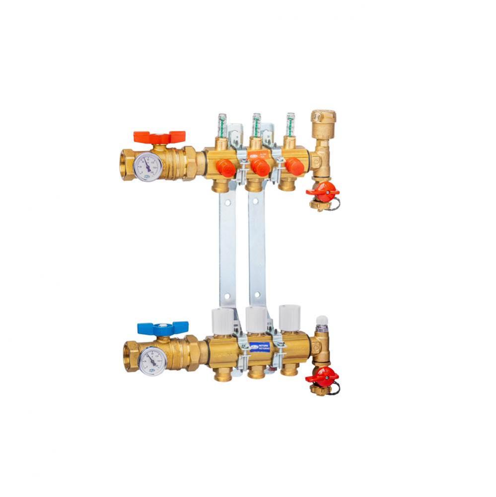 3-Port Manifold, Inline Air Vent and Supply/Return Ball Valves