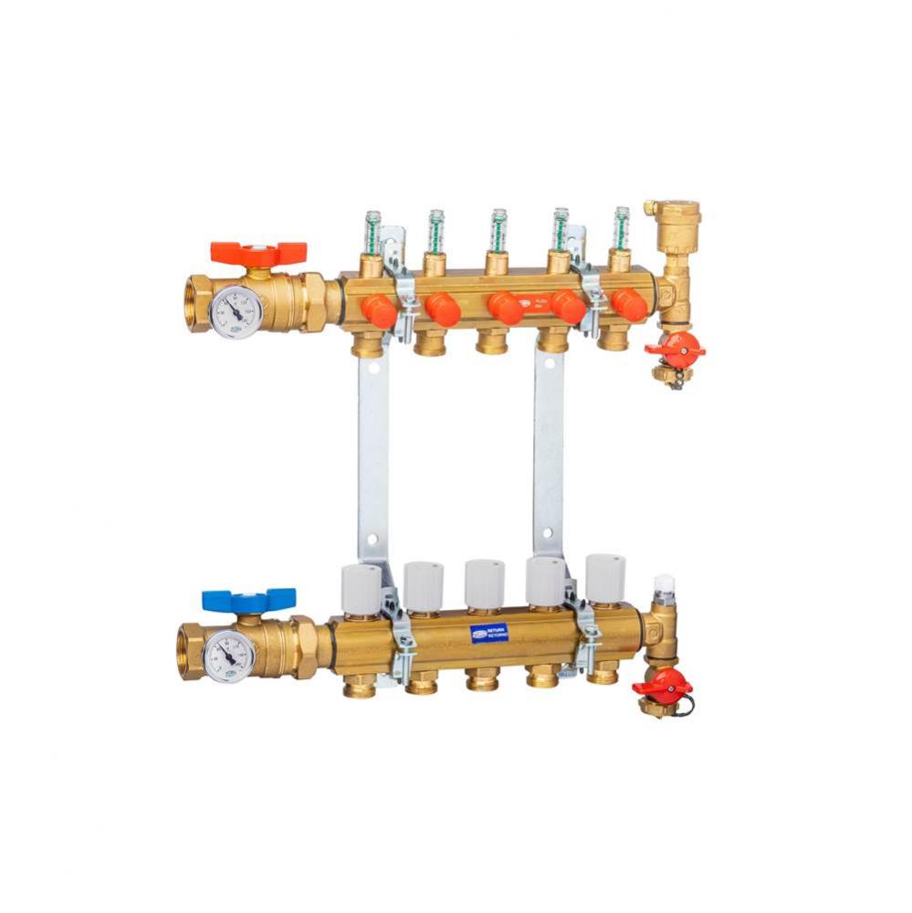 5-Port Manifold, Inline Air Vent and Supply/Return Ball Valves