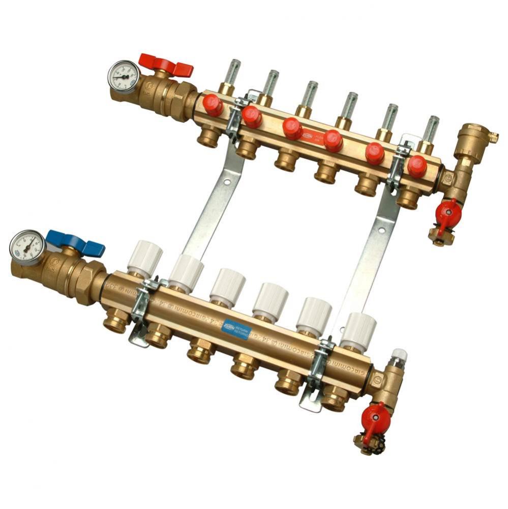 6-Port Manifold, Inline Air Vent and Supply/Return Ball Valves