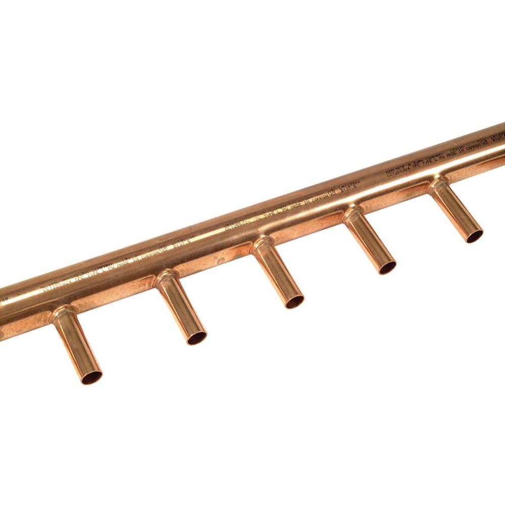 Copper Manifold Header - 1-1/4''  Header with 12 - 3/4'' Outlets