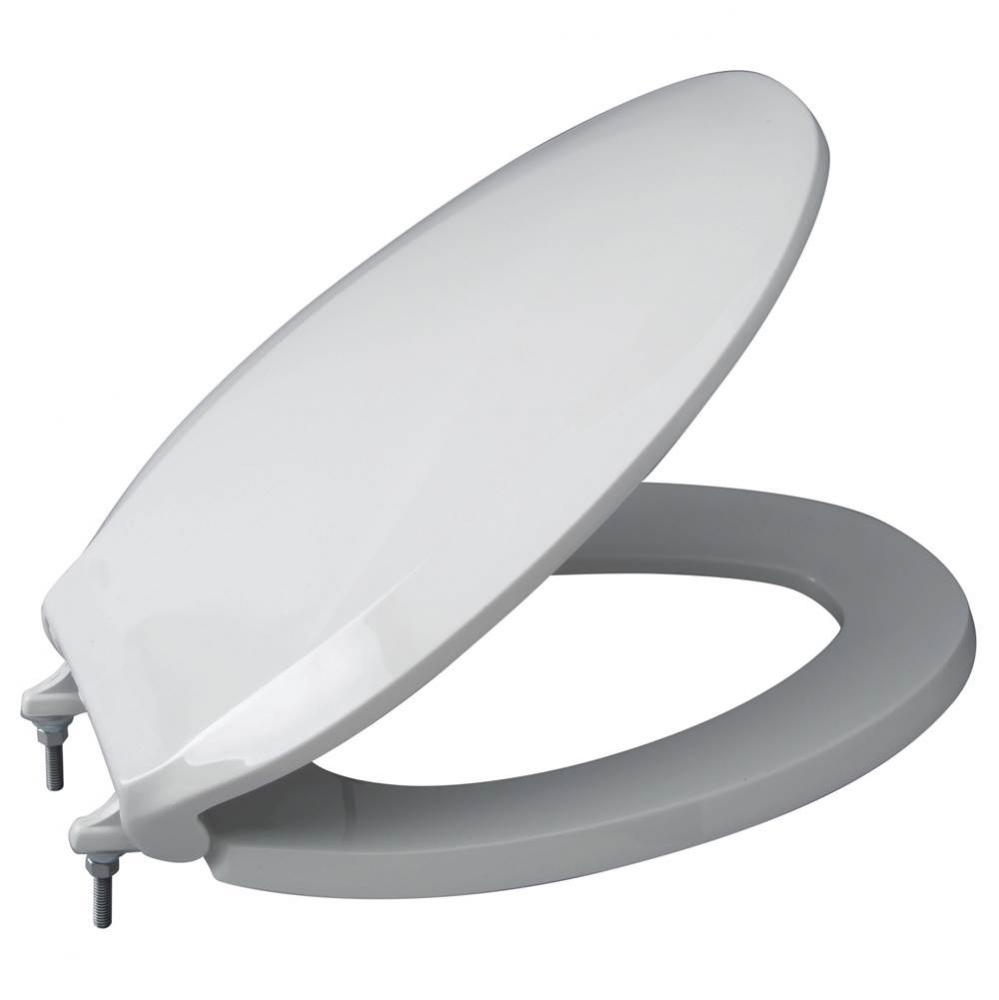 Extra Heavy-Duty Closed-Front Toilet Seat with Stainless Steel Hinge, With Cover, White