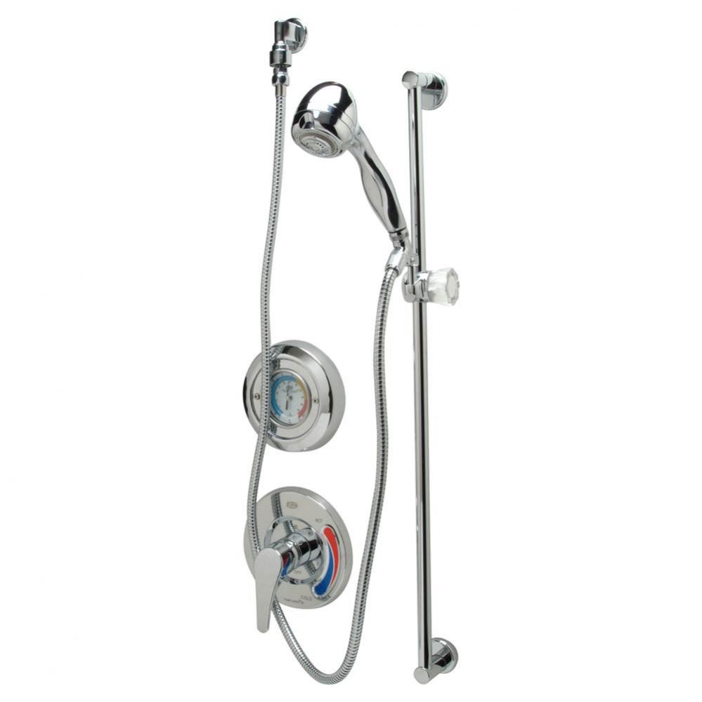 Temp-Gard® III Tub and Hand Wall Shower Unit with 30'' Slide Bar, 60'' Ho