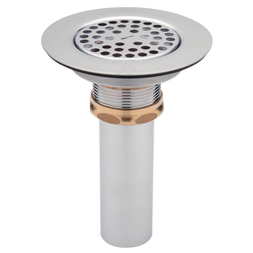Flat Grid Sink Strainer with Wide Top for 3'' Drain Openings, Chrome-Plated Brass