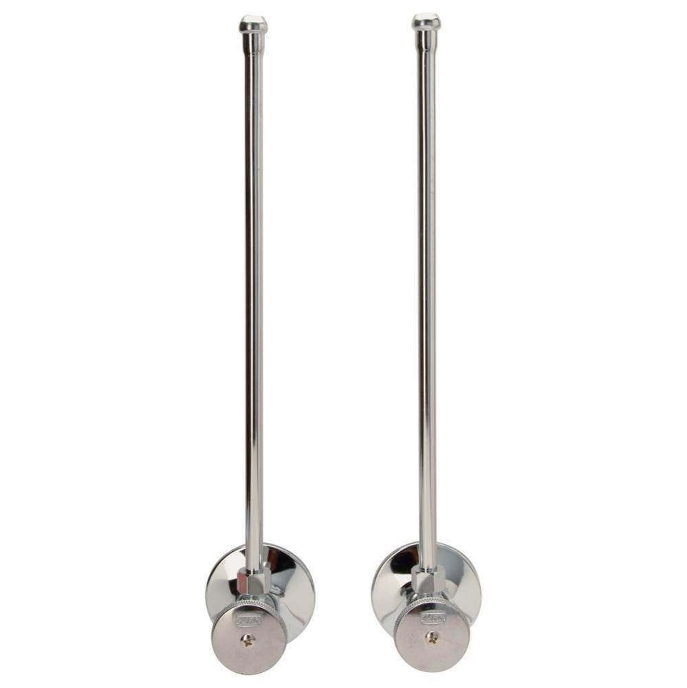 Two Standard Angle Stops with Round Wheel Handles, 12'' Flexible Risers, Steel Flanges,
