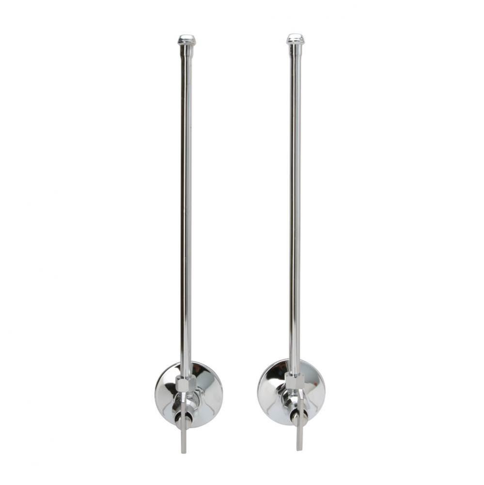 Two Standard Angle Stops with Loose Key, 12'' Flexible Risers, Steel Flanges, 1/2'&