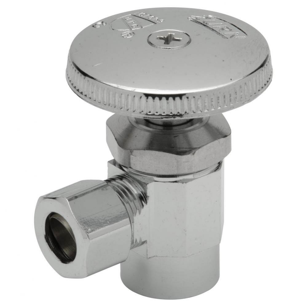 Standard Angle Stop Valve with Round Wheel Handle, 1/2'' Cop/ Sweat Fitting, 3/8'&a