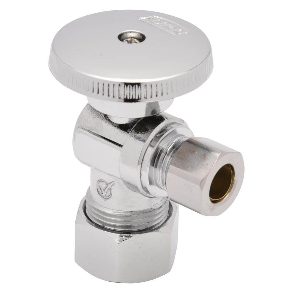 Quarter-Turn Angle Stop with Compression-to-Compression Fitting, Round Wheel Handle, 1/2'&apo