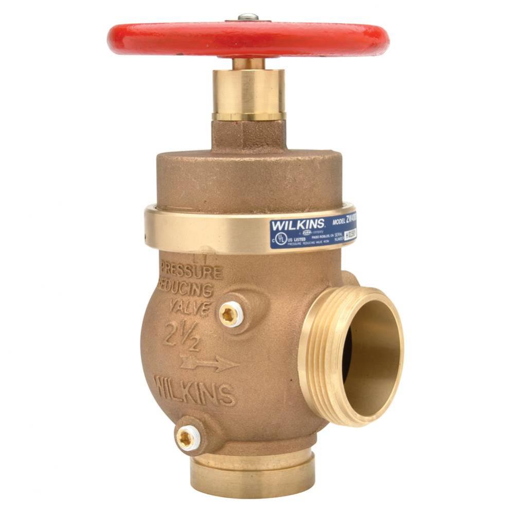 2-1/2'' Pressure-Tru® Pressure Reducing Fire Angled Hose Valve Fem NPT x Male Hose