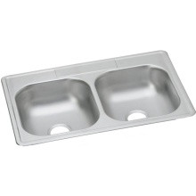Zurn Industries D233210 - Dayton Stainless Steel 33'' x 21-1/4'' x 6-9/16'', 0-Hole Equal Doub