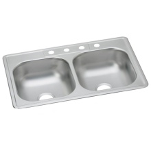 Zurn Industries DDW50233223 - Dayton Stainless Steel 33'' x 22'' x 7-1/16'' 3-Hole Equal Double Bo
