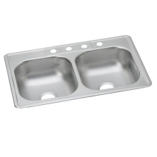 Zurn Industries DDW10233224 - Dayton Stainless Steel 33'' x 22'' x 7-1/16'' 4-Hole Equal Double Bo