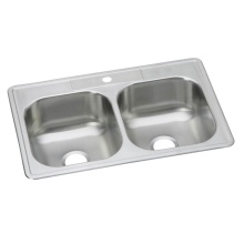 Zurn Industries DSE233221 - Dayton Stainless Steel 33'' x 22'' x 8-1/16'' 1-Hole Equal Double Bo