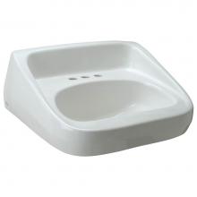 Zurn Industries Z5364 - 20x18 Wall-Mount High-Back Sink/Lavatory, 4'' Centers, White Vitreous China
