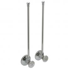 Zurn Industries Z8802-XL-LR-PC - Two Standard Angle Stops with Round Wheel Handles, 12'' Flexible Risers, Steel Flanges,