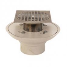 Zurn Industries FD2254-PV2-BS4 - 2-inch PVC Shower Drain with 4 3/16 -inch Square Adjustable Polished Bronze Head Top