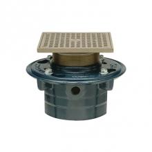 Zurn Industries ZB415-4NL-10S - CI Floor Drain w/ 10'' Sq PB Adj Strainer w/ Secured Heel Proof Grate