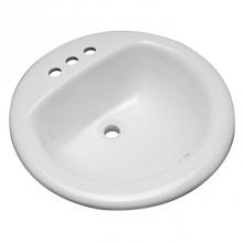 Zurn Industries Z5124 - 19-Inch Round Countertop Lavatory, 4'' Centers, White Vitreous China